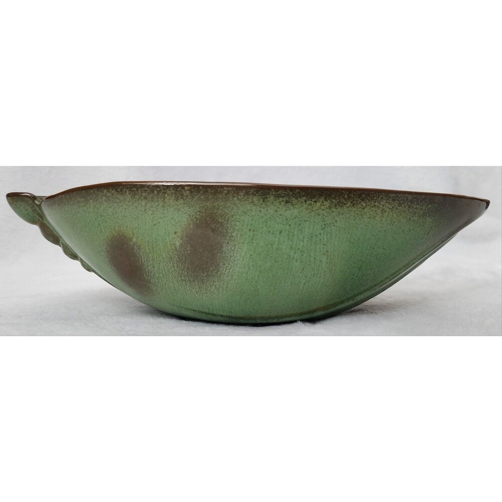 Vintage FRANKOMA Pottery Bowl #202 Prairie Brown Green Oval Serving Fruit Bowl - Picture 13 of 16